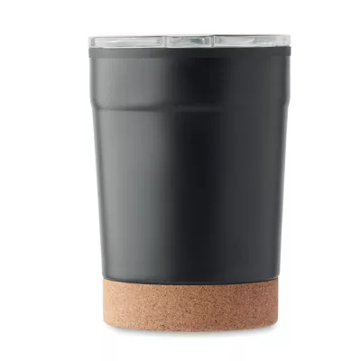 Kubek termiczny 300 ml z korkową podstawką NOMU - Czarny (MO2187-03)
