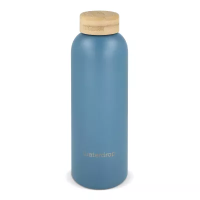 Butelka ze stali nierdzewnej Waterdrop z bambusową nakrętką 600 ml - niebieskoszary (LT47002-N0065)