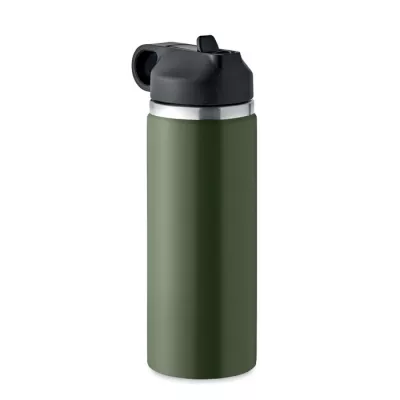 Butelka termiczna ze słomką z recyklingu 500 ml IVALO - Ciemnozielony (MO6938-60)