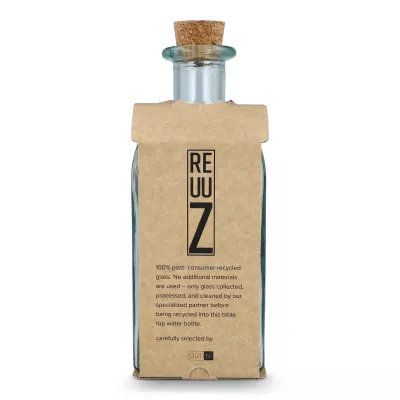 Butelka na wodę InSideOut Square z recyklingowanego szkła ReuuZ z korkiem 1 l - transparentny (LT57016-N0004)
