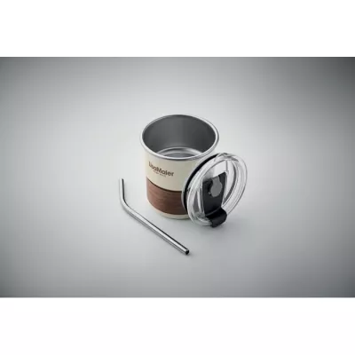 Kubek stalowy ze słomką 260 ml MATE - Bezowy (MO2423-13)