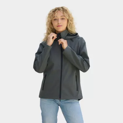 Softshell damski z kapturem Sol's RACE HOODED WOMEN - Szarość Węgla Drzewnego (S04448-CR)