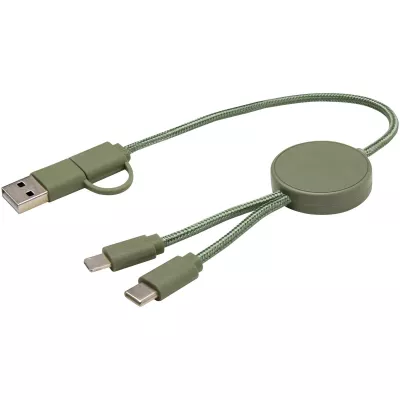 Citala kabel do synchronizacji danych i szybkiego ładowania 5 w 1 27 W o długości 30 cm z tworzyw sztucznych pochodzących z recyklingu - Zielony melanż (12442762)