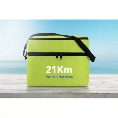 Torba termiczna z 2 przegrodami z poliestru 600D CASEY - Limonka (MO8949-48)