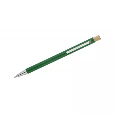 Długopis metalowy z bambusowym przyciskiem KIVO - zielony (19732-05)