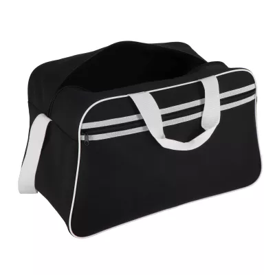 Torba sportowo-podróżna R-PET 600D 48 x 25 x 28 cm 30 l - czarno / biały (LT95366-N0201)