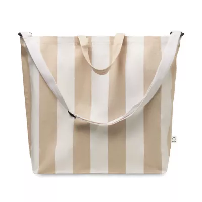 Torba plażowa duża w paski 280 g/m² LAGUNA - Bialy (MO2555-06)