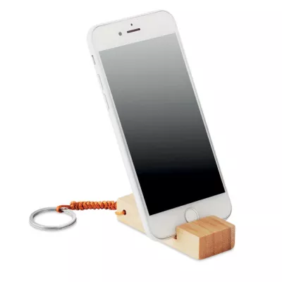 Brelok bambusowy z podstawką na smartfon TRINEU - Drewna (MO9743-40)