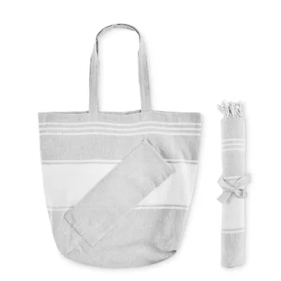 Torba plażowa z ręcznikiem hammam 180 g/m² HUMMUM - Szary (MO2954-07)