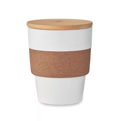 Kubek z PP z korkową opaską 300 ml GALAO - Bialy (MO6981-06)