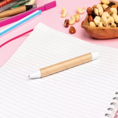 Długopis z tektury z recyklingu ROY - biały (1039706)