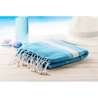 Ręcznik hammam bawełniany 90x170 cm 180 g/m² MALIBU - Turkusowy (MO9221-12)