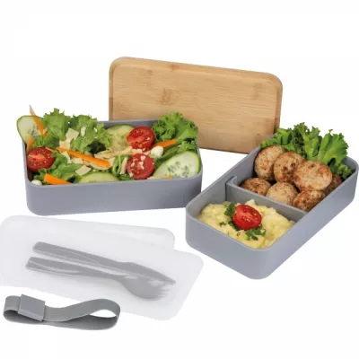 Lunch box ze sztućcami 600 ml SALVATORE - szary (8253107)