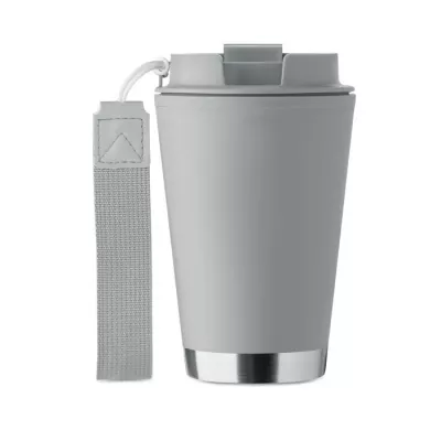 Kubek dwuścienny z PP z paskiem 300 ml TOPIZ - Szary (MO2596-07)
