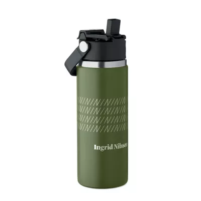 Butelka termiczna ze słomką 500 ml SUMA GRIP - Ciemnozielony (MO2775-60)