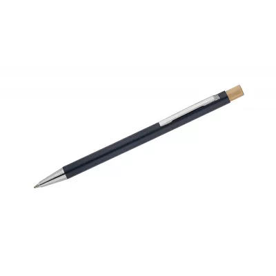 Długopis metalowy z bambusowym przyciskiem KIVO - granatowy (19732-06)