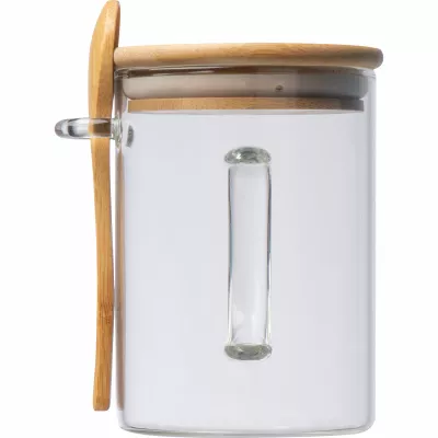 Kubek szklany z łyżeczką JACKSON 420 ml - przeźroczysty (322466)