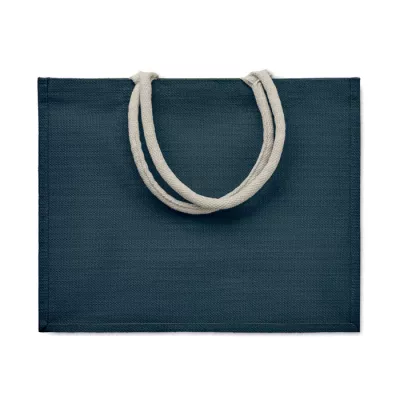Torba jutowa laminowana z bawełnianymi uchwytami AURA - Niebieski (MO6443-04)