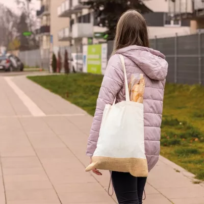 Torba bawełniana z jutowym dnem 140 g/m2 DOREEN - biały (6139906)