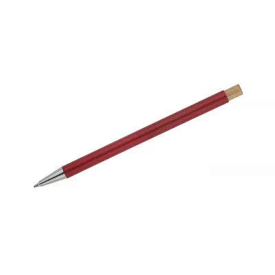 Długopis metalowy z bambusowym przyciskiem KIVO - czerwony (19732-04)