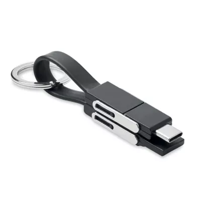 Brelok z kablem do ładowania 4 w 1 KEY C - Czarny (MO6820-03)
