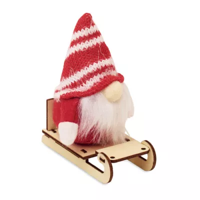 Skrzat świąteczny na drewnianych saniach FROSTY SLEIGH - Czerwony (CX1588-05)