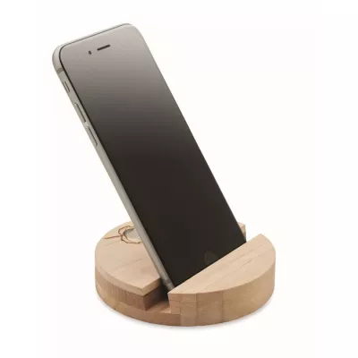 Stojak na telefon z drewna brzozowego GROW ROUND STAND - Drewna (MO6691-40)