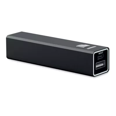 Powerbank 2600 mAh z aluminium z recyklingu POWERALUC - Czarny (MO2374-03)