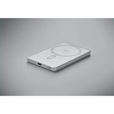 Powerbank magnetyczny 5000 mAh z aluminium CORE - Srebrny Mat (MO3179-16)
