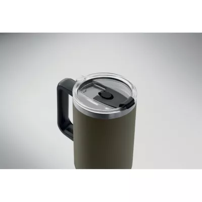 Kubek termiczny stalowy ze słomką 1200 ml SUMA - Ciemnozielony (MO2327-60)