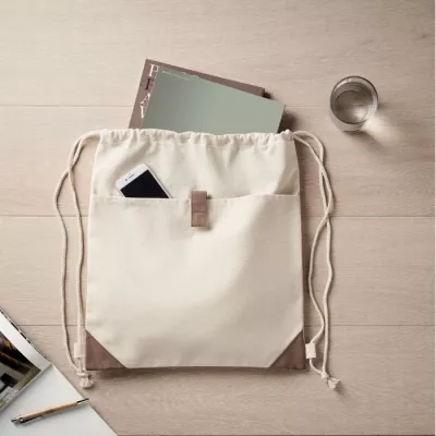 Worek z bawełny z recyklingu 220 g/m² PANDA BAG - Bezowy (MO6550-13)