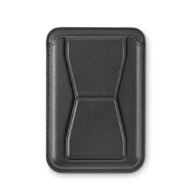 Etui na telefon magnetyczne z podstawką z PU LEAMAG - Czarny (MO2654-03)