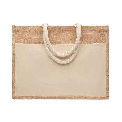 Torba z juty i płótna z kieszenią 280 g/m² BAGA - Bezowy (MO2858-13)