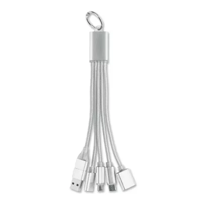 Brelok z kablem 3 w 1 i hubem USB aluminiowy HUBLUE - Srebrny (MO3150-14)