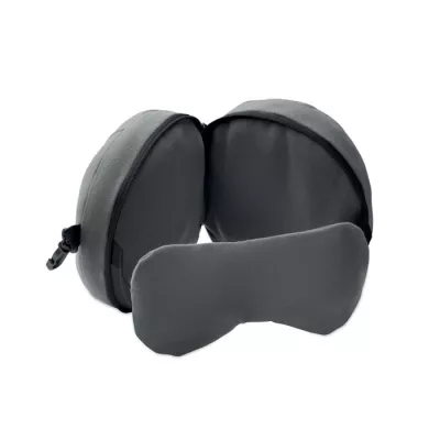 Poduszka podróżna 2 w 1 z maską na oczy SOFT NUIT - Kamienny Szary (MO2907-15)