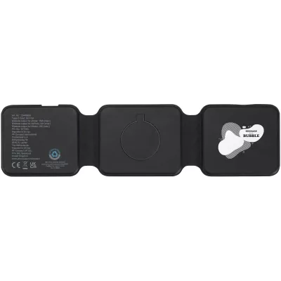 Armus zestaw 3 w 1 ze składaną ładowarką bezprzewodową 15 W z tworzyw sztucznych pochodzących z recyklingu - Czarny (12449890)