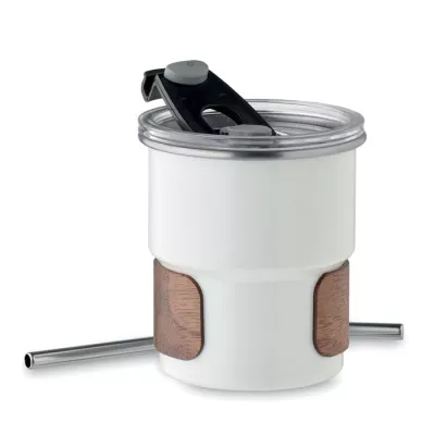 Kubek stalowy ze słomką 260 ml MATE - Bialy (MO2423-06)
