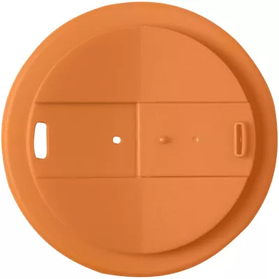 Kubek Americano® Eco z recyklingu o pojemności 350 ml z pokrywą odporną na zalanie - Czarny-Pomarańczowy (21042531)