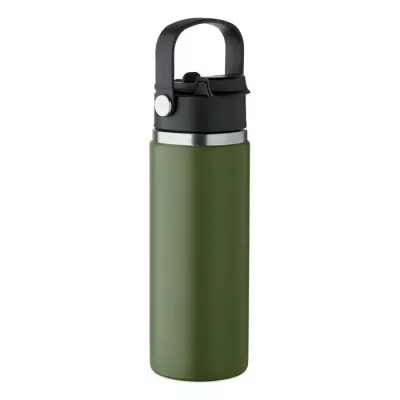 Butelka termiczna ze słomką 500 ml SUMA GRIP - Ciemnozielony (MO2775-60)