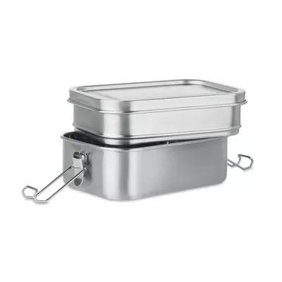 Pudełko na lunch stalowe 2 komory 1200 ml DOUBLE CHAN - Srebrny Mat (MO6212-16)