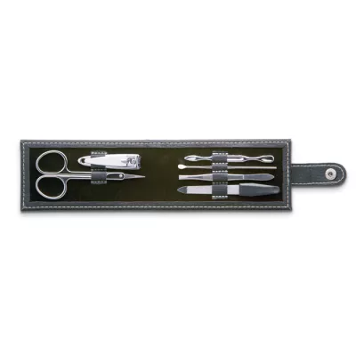 Zestaw do manicure 6 narzędzi w etui z PU NAILKIT - Czarny (IT3059-03)