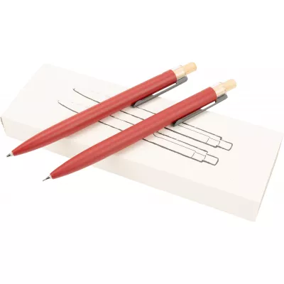 Zestaw piśmienny długopis półżelowy i ołówek automatyczny z aluminium z recyklingu SIEGFRIED - czerwony (1442605)
