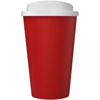 Kubek Americano® Eco z recyklingu o pojemności 350 ml z pokrywą odporną na zalanie - Biały-Czerwony (21042512)