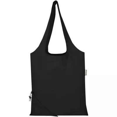 Madras Blend - torba na zakupy, wykonana z recyklingowanej baweły o gramaturze 140 g/m² posiadającej certyfikat GRS, składana - Czarny (12080590)