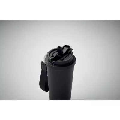 Kubek termiczny 2 w 1 ze stali 500 ml TOPAZ LARGE - Czarny (MO2662-03)