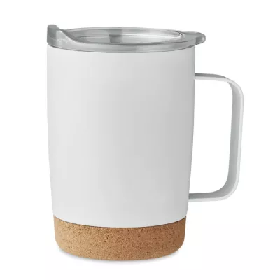 Kubek termiczny stalowy z korkową podstawą 300 ml RUBY - Bialy (MO6533-06)