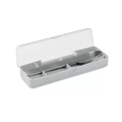Zestaw sztućców stalowych w etui MESTECK - Szary (MO2677-07)